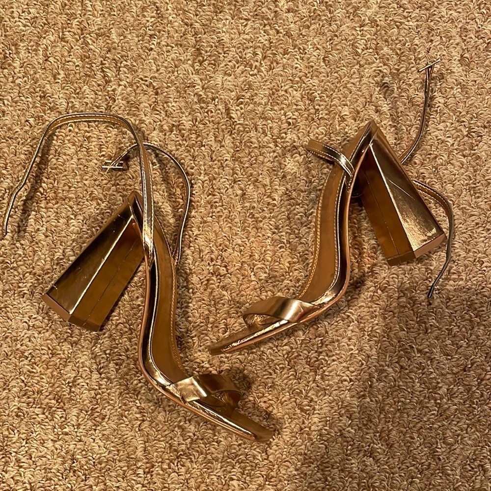 Rose Gold Chunky Heel Sandals